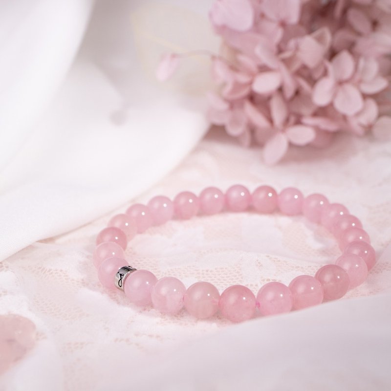 Rose Quartz | Natural Energy Bracelet | 7.5-8.5mm - สร้อยข้อมือ - คริสตัล สึชมพู