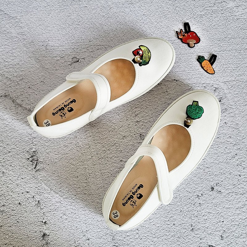 Buckle Vegetable Mary Jane Canvas Shoes - White Women&#39;s Shoes Little Red Riding Hood and the Big Wild Wolf