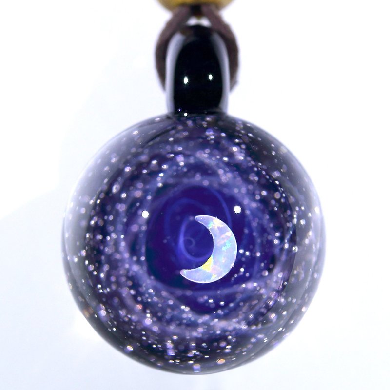 Spiral Galaxy Glass Pendant no. 124 - สร้อยติดคอ - แก้ว สีม่วง