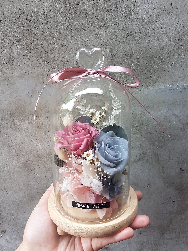 Haizang Design│Merandi. Smoked powder immortal rose glass cup/glass cover/crystal glass lampshade - Lighting - Plants & Flowers Pink
