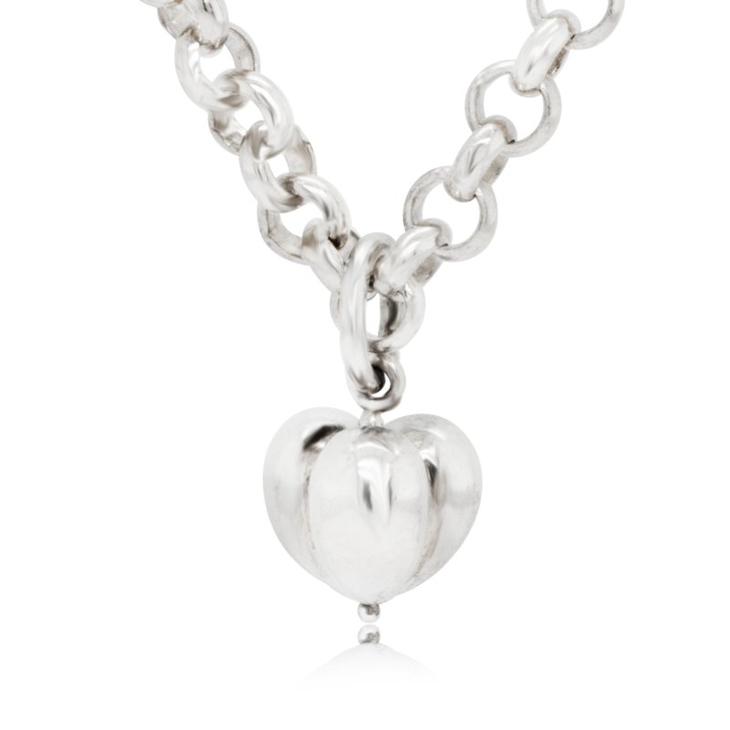 Large Sprouting Heart Bold Necklace - Necklaces - Sterling Silver Transparent