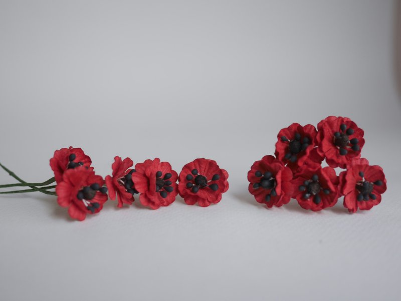 Paper flower, 50 pieces, size 2.5 cm. poppy flower, DIY poppy, red color. - 其他 - 紙 紅色