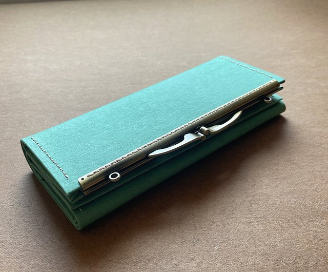 紙レザーがま口長財布 /-*雺色*2025年新作*ヴィーガン紙レザー