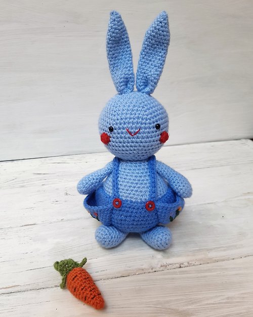 CrochetByIryska Hand Crochet Funny Rabbit Bunny with a Big Pockets Plush Toys Stuffed Toys Gift