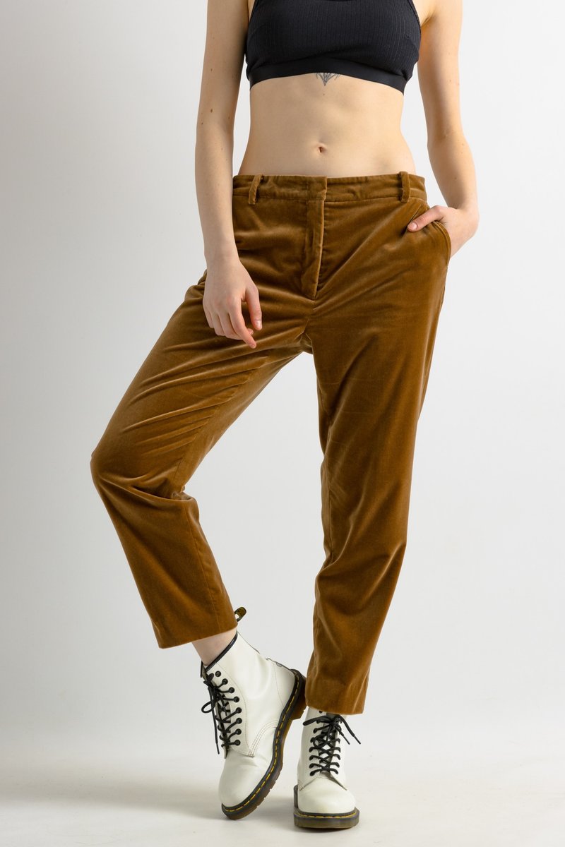 00s Max Mara Vintage Mid Waisted Beige Cotton Trousers Size Small Size 38 7039 - 女長褲 - 棉．麻 咖啡色