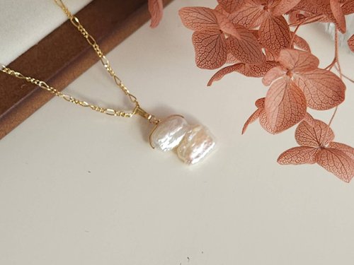 Callie Bijou 卡莉手作飾品 巴洛克淡水珍珠項鍊/14kgf/通勤/氣質/特別/別緻