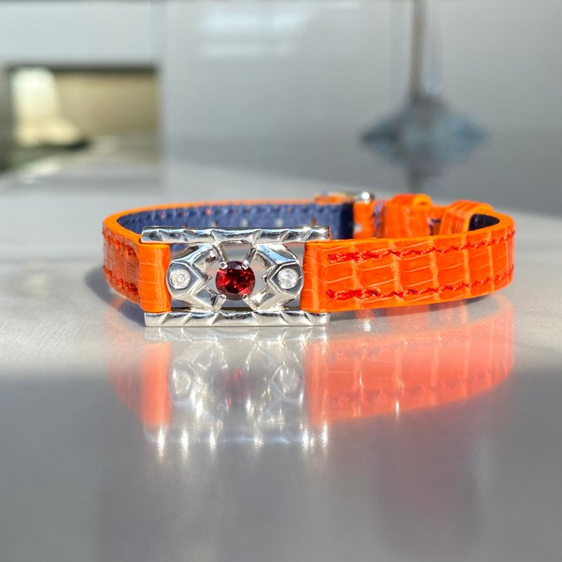 M Leather Emblem SV Garnet and Diamond - Bracelets - Gemstone Orange