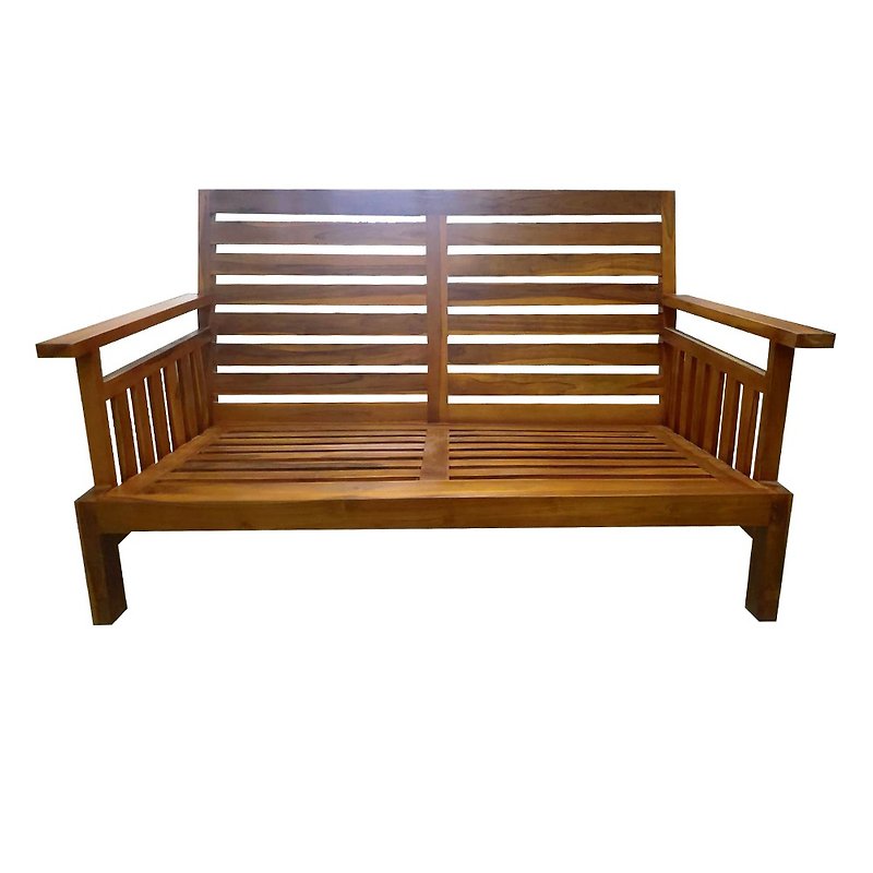 [Jidi City 100% teak furniture] KLI-04B teak retro style double chair without cushion - เก้าอี้โซฟา - ไม้ สีนำ้ตาล