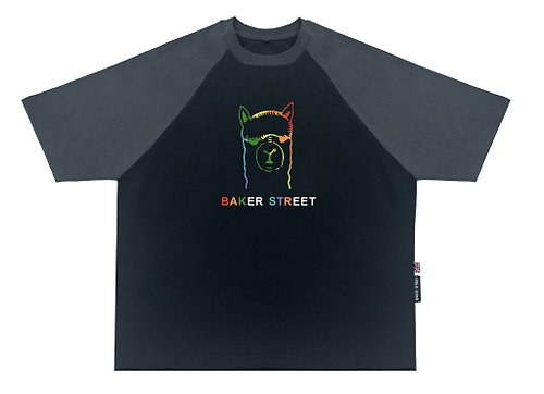 英國 BAKER STREET 貝克街 Rainbow Power 撞色拉格蘭五分袖T