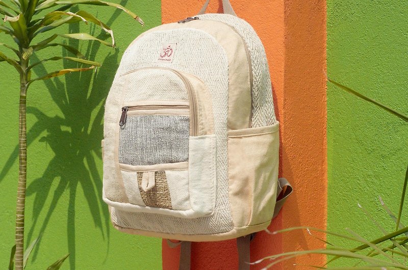 Valentine's Day Limited a cotton and linen stitching design backpack / shoulder bag / national mountaineering bag / patchwork bag / cotton and linen backpack / travel bag - Sarah desert original color (small) - กระเป๋าเป้สะพายหลัง - ผ้าฝ้าย/ผ้าลินิน หลากหลายสี