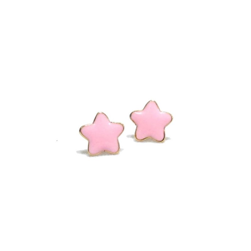 Star Earring - 耳環/耳夾 - 其他金屬 粉紅色