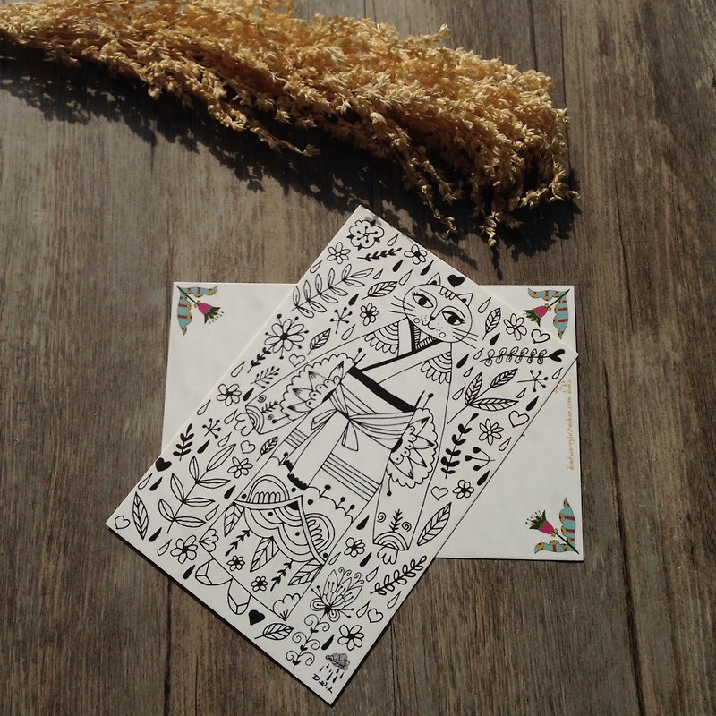 DWL'S LITTLE SHOP-猫オリジナルポストカード/グリーティングカード/ギフトカード/着色ページ/装飾的な絵画 - カード・はがき - 紙 