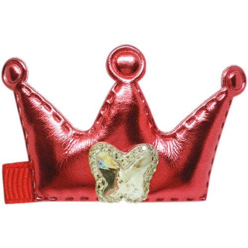 Cutie Bella 美好生活精品館 Cutie Bella 皇冠髮夾 全包布手工髮飾Crown Zircon-Red