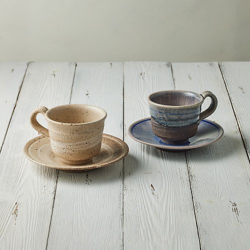 有種創意 日本食器 日本職人手做系列 - 刷紋岩清水咖啡對杯組(4件式) - 240ml