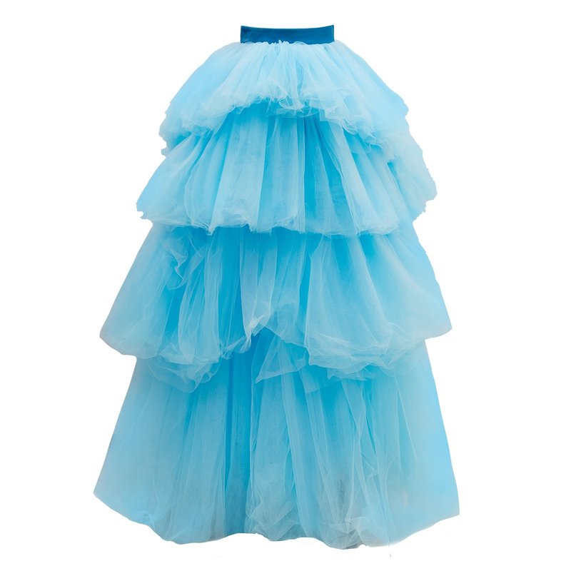 【薄紗】經典多層裙擺半身裙|國潮港風新中式 - 裙子/長裙 - 其他人造纖維 藍色