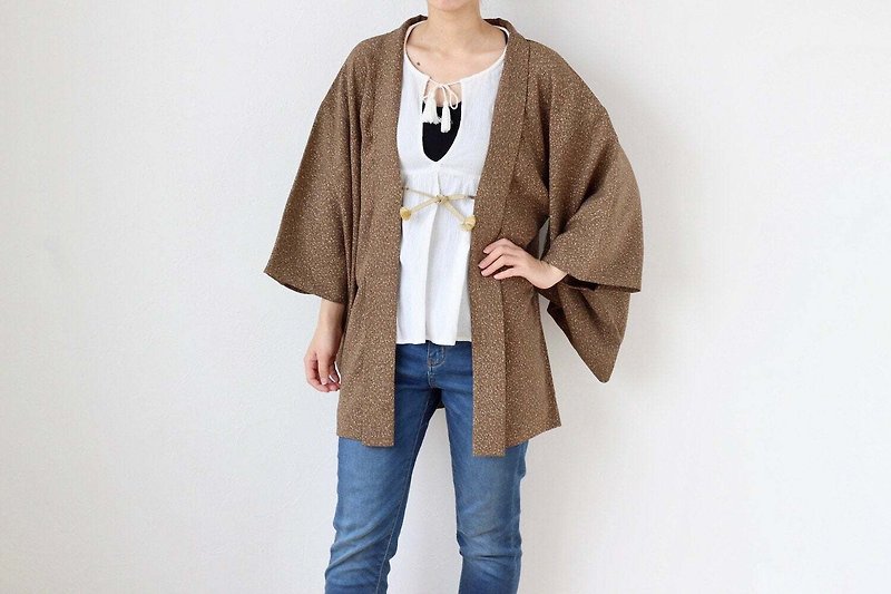 Japanese brown kimono, EXCELLENT VINTAGE, silk kimono, kimono robe /3463