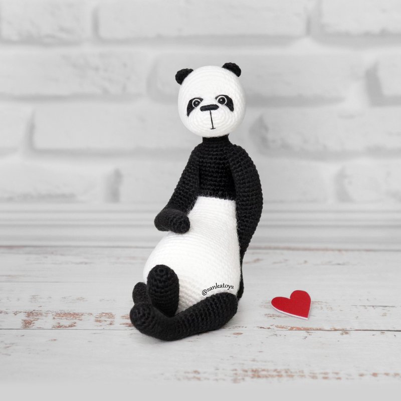 Crochet pattern stylish Panda, PDF Digital Download, DIY ceramic amigurumi - 手工藝教學/工具書 - 其他材質 