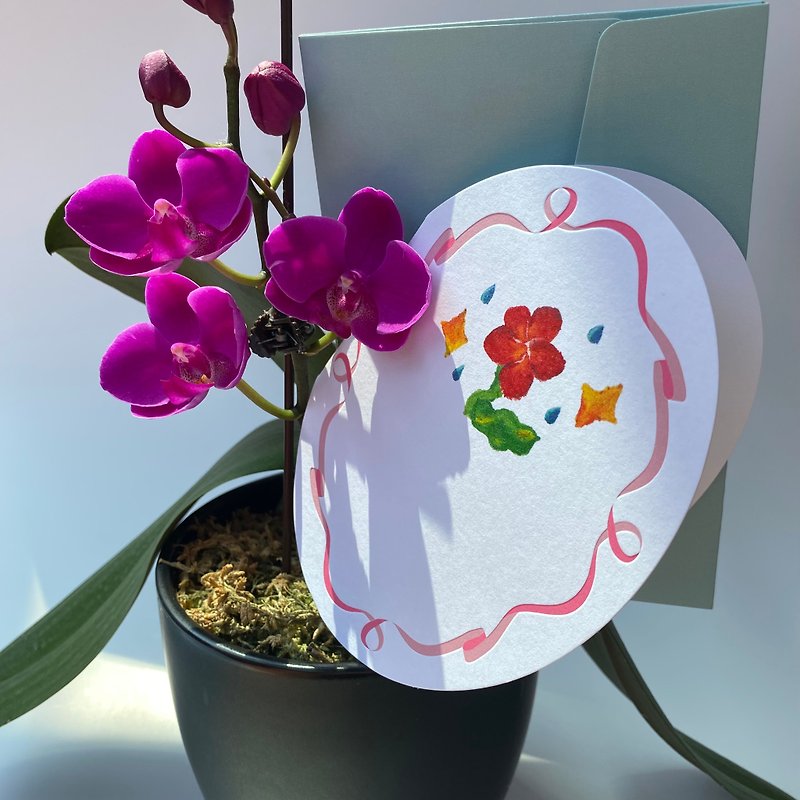 【オーバルグリーティングカード・シフトカード】甘林繊細な花 - カード・はがき - 紙 多色