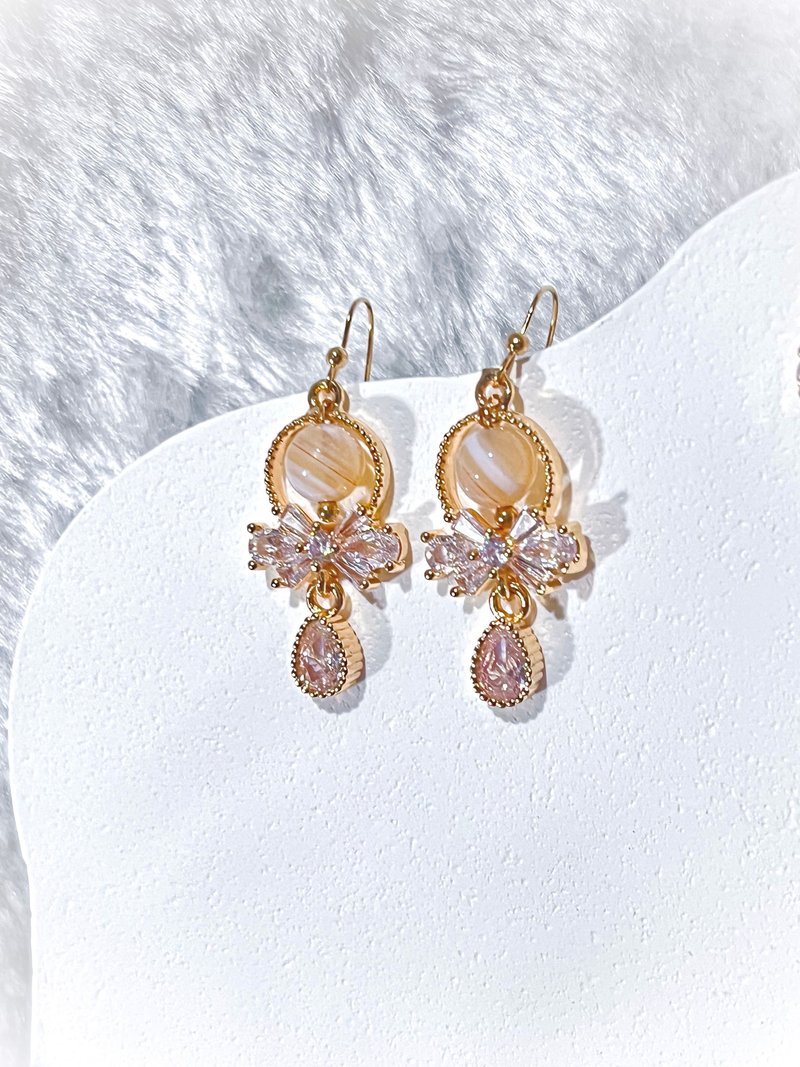 Stone • Southern red ice agate | 14K gold filled crystal earrings - ต่างหู - คริสตัล สีส้ม