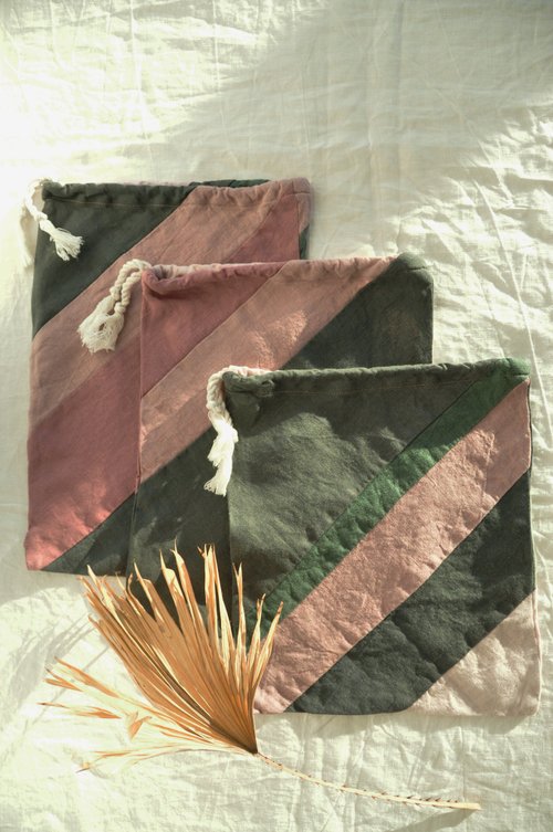 True Things Zero waste linen bag / Dried rose / Bags set / Reusable washable food storage