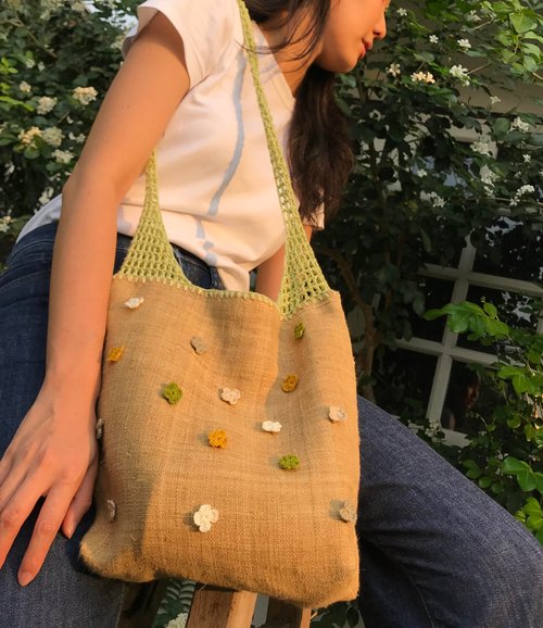 PS.By Hand. 雙層Tote包Bag Crochet Little Flower