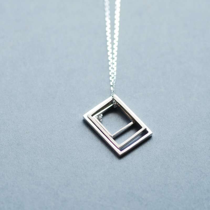 Square Set Necklace Silver 925 Men's Unisex - Necklaces - Other Metals Silver