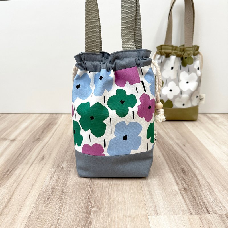 [River] Drawstring handbag (small)/original design fabric/RiRiChun/Purple - กระเป๋าถือ - ผ้าฝ้าย/ผ้าลินิน สีม่วง