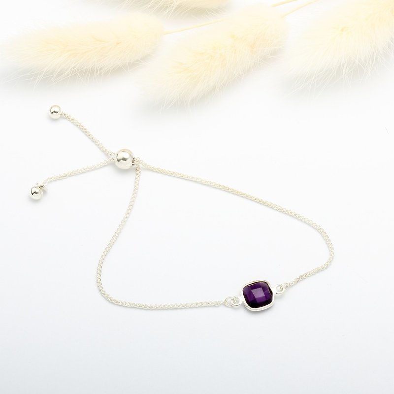 天然紫水晶 純銀 簡約 手鍊 情人節 禮物 - 鎖骨鍊 - 寶石 紫色