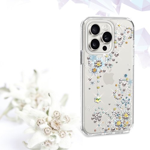 apbs 雅品仕 水晶彩鑽手機殼 iPhone 15全系列 輕薄軍規防摔水晶彩鑽手機殼-雪絨花