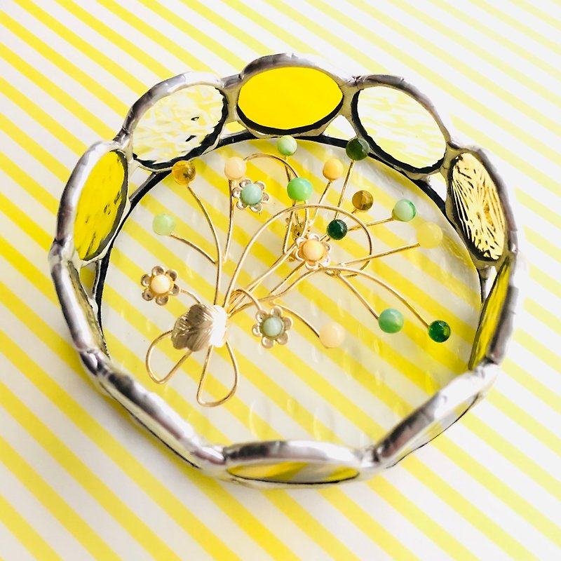 Stained glass tray Bonbon lemon yellow