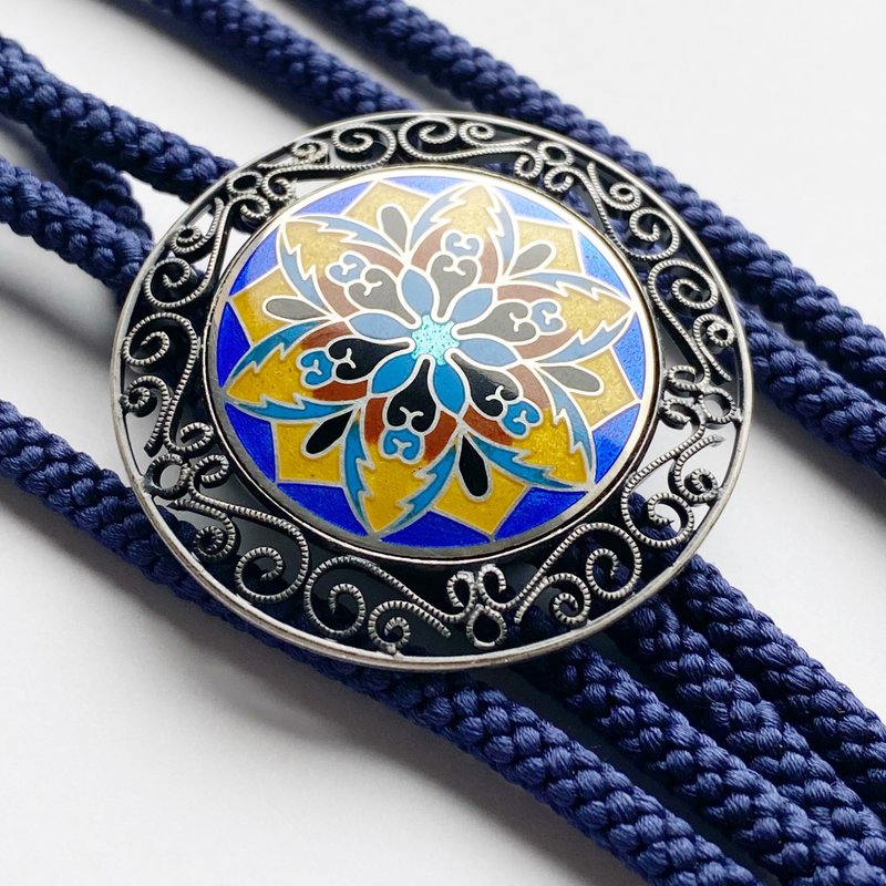 十二稜鏡 【青碧 Blue】 七宝焼ループタイ ボータイ 純銀メタル七宝 シルバー金具 bolotie - 領帶/領帶夾 - 其他材質 藍色