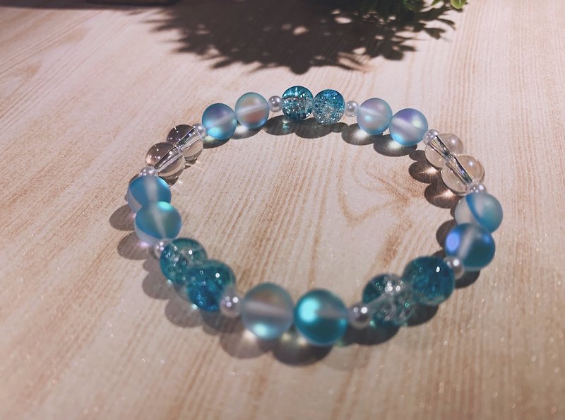 【Preferred Gift】Water Blue Cracked Amphibole Bracelet - สร้อยข้อมือ - กระจกลาย สีน้ำเงิน