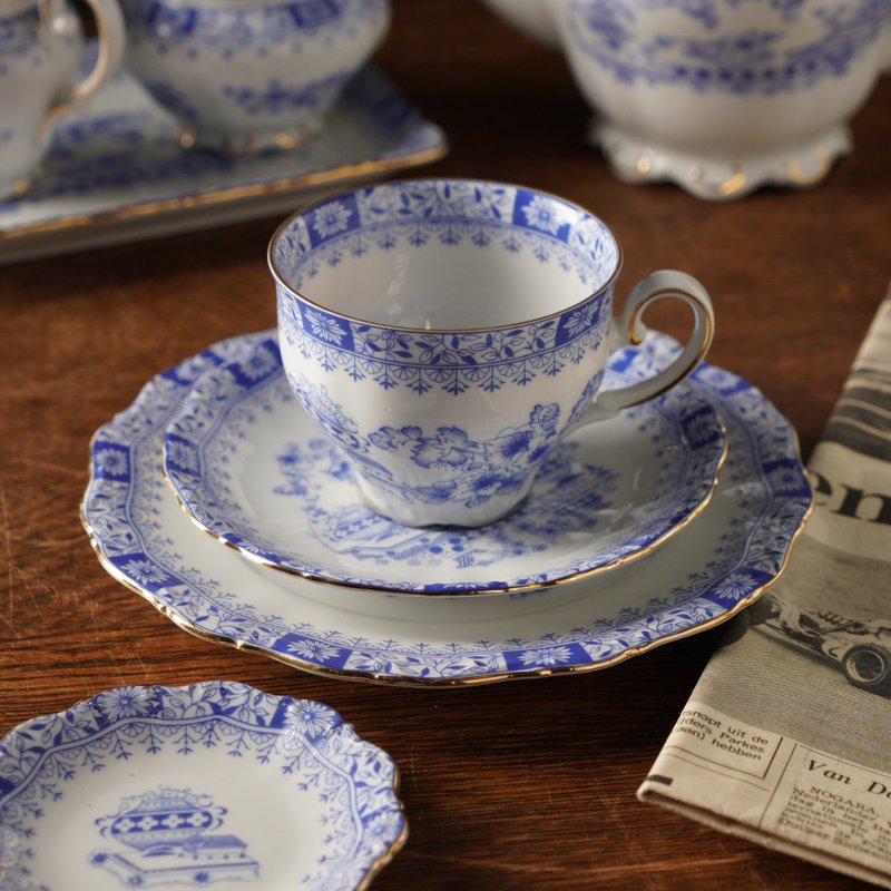 West Germany Seltmann Weiden Theresia series rare afternoon tea three-piece set/cup + saucer + plate - Teapots & Teacups - Porcelain Blue