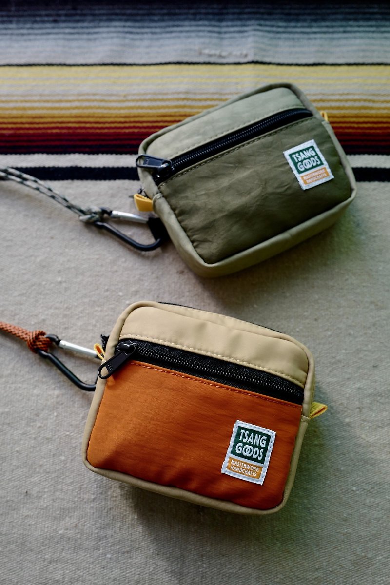 Mini Messenger Bag Card Holder Multicolor Stitching - Coin Purses - Nylon Orange