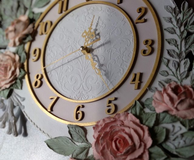 バラのブロンズ調掛け時計、ブロンズ調クォーツ掛け時計、デッドストックインテリア バラのブロンズ調掛け時計、ブロンズ調クォーツ掛け時計、デッド