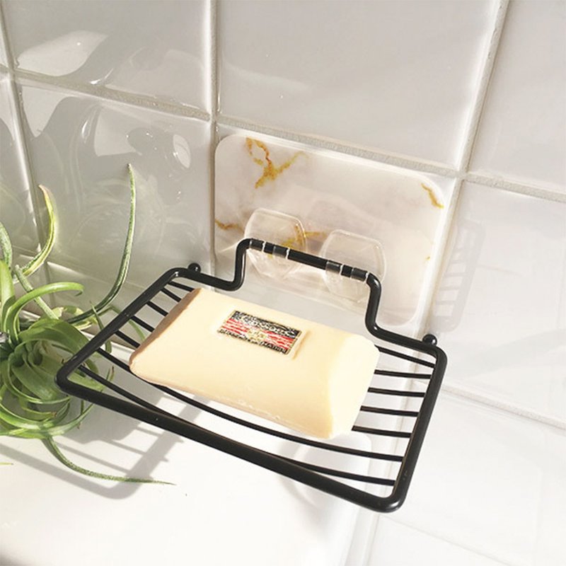 肥皂瀝水架  Otel Magic Sticky Hook Drainer Soap Dish 水切りソープトレイ 大理石紋路 - 衛浴用品/浴室收納 - 其他金屬 黑色