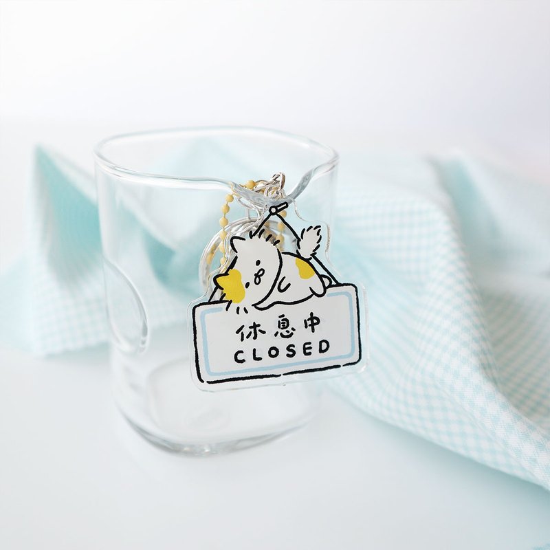 Acrylic charm key ring during cat rest - Charms - Acrylic Yellow