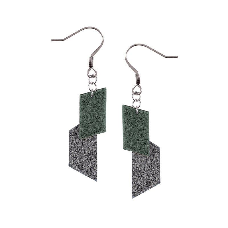 【Camouflage】V parallel green - Earrings & Clip-ons - Other Man-Made Fibers Gray