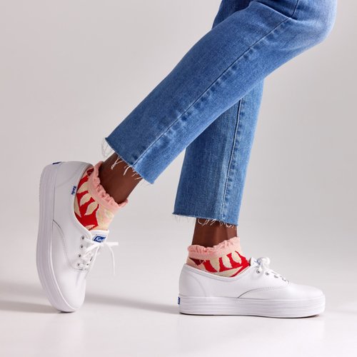 Keds KEDS THE PLATFORM經典厚底皮革休閒小白鞋9231W133497