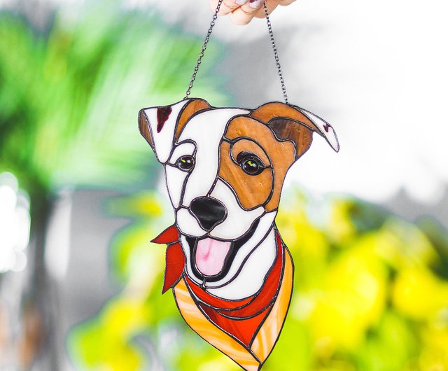 新品 犬 ステンドグラス風 壁掛け 犬柄 窓辺 インテリア 吊り