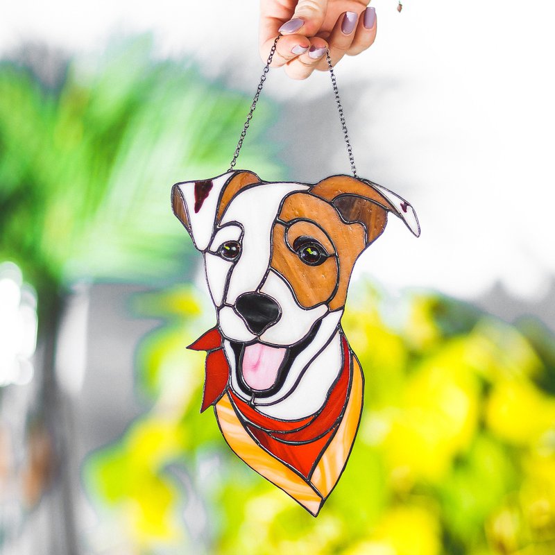 彩色玻璃客製寵物肖像裝飾紀念禮物家居裝飾 - 客製化寵物商品 - 玻璃 橘色