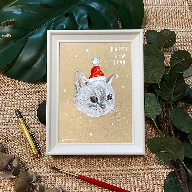 You are a cat pie Christmas New Year card postcard beauty short cat leaflet - Cards & Postcards - Paper Multicolor