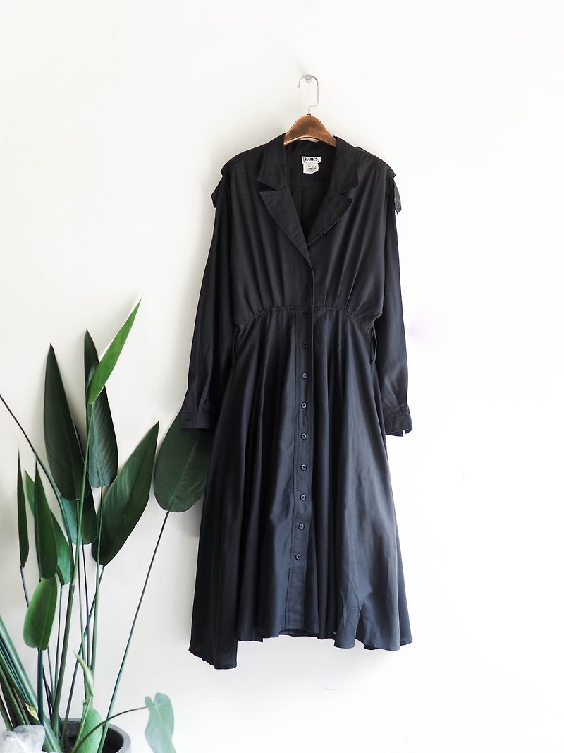 Pure black elegant umbrella-shaped 涩 涩 love day Zha antique cotton dress dress long dress vintage dress - ชุดเดรส - ผ้าฝ้าย/ผ้าลินิน สีดำ