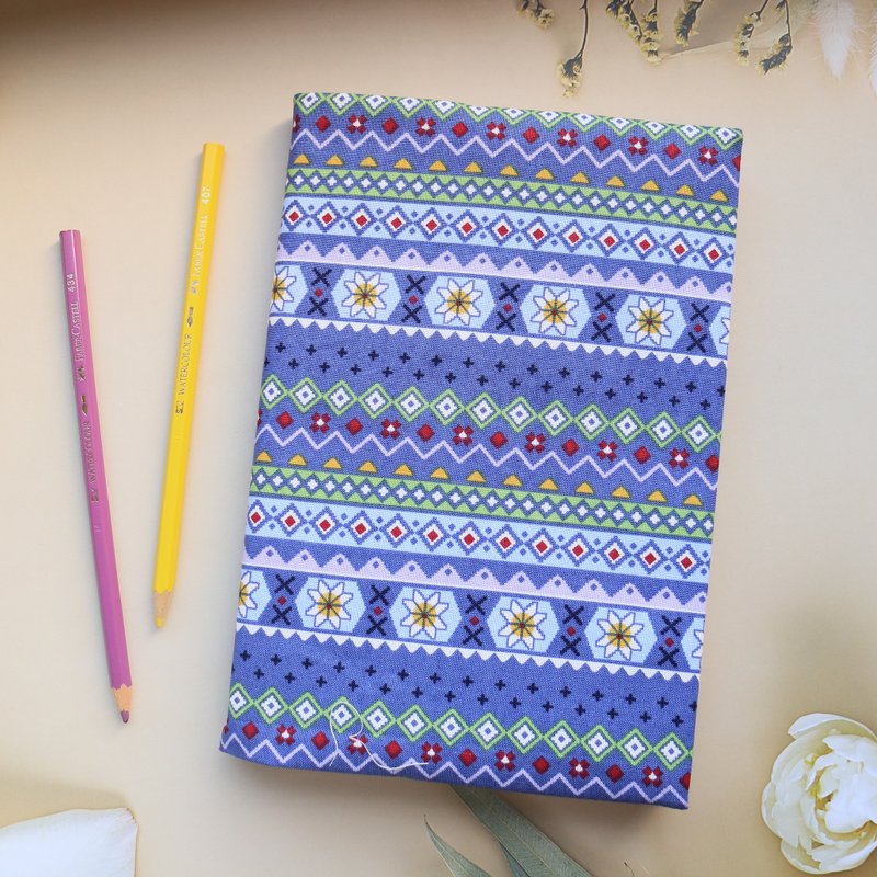 [Tile-Purple] Book Cover Adjustable Cloth Book Cover Handmade Cloth Book Cover A5 A6 B6 20K - Book Covers - Cotton & Hemp 