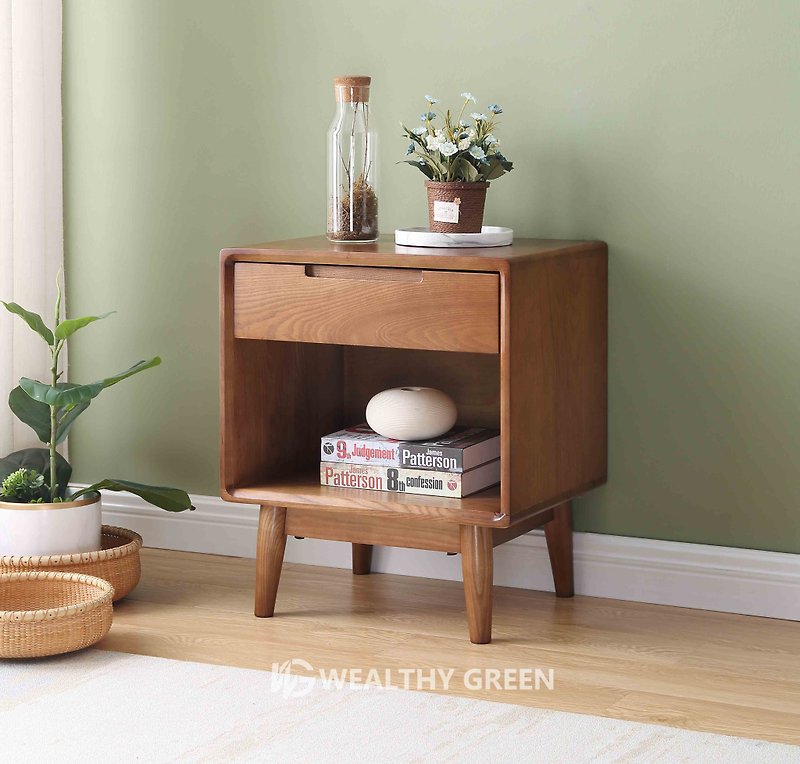 Weiss Green Nordic Modern Solid Wood Design Bedside Table Side Cabinet W-21012 - กล่องเก็บของ - ไม้ 