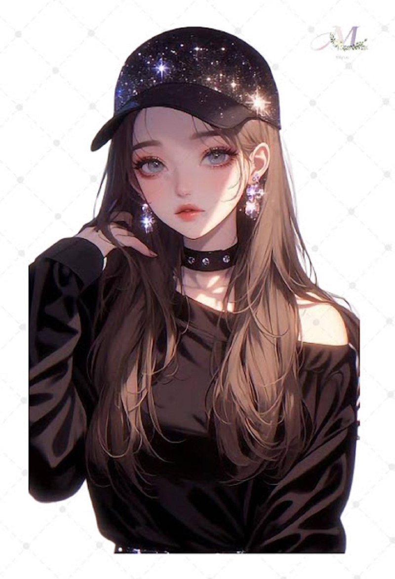ステッカー original sticker  人物ステッカー オリジナルステッカー 女の子ステッカー 装飾ステッカー - 貼紙 - 紙 藍色