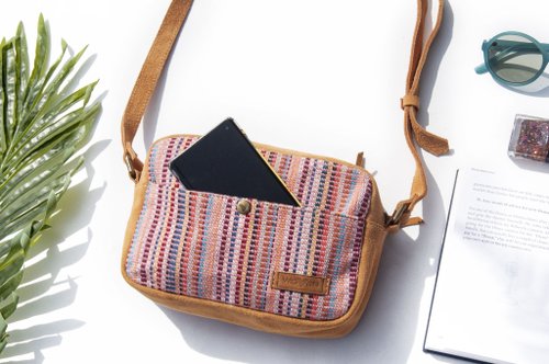 Leather stitching design side backpack boho shoulder bag ethnic style  oblique bag suede bag - Nordic rainbow strip - Shop omhandmade Messenger  Bags & Sling Bags - Pinkoi