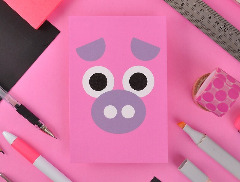 12 Chinese Zodiac Greeting Card Postcard - Pig - Cards & Postcards - Paper Pink