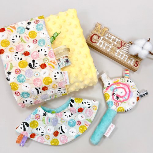 LaFiFi樂霏菲手作嬰幼兒精品&ZAKKA 彌月禮盒 童趣棒棒糖三件組 贈送禮盒包裝與設計提袋 寶寶手搖鈴