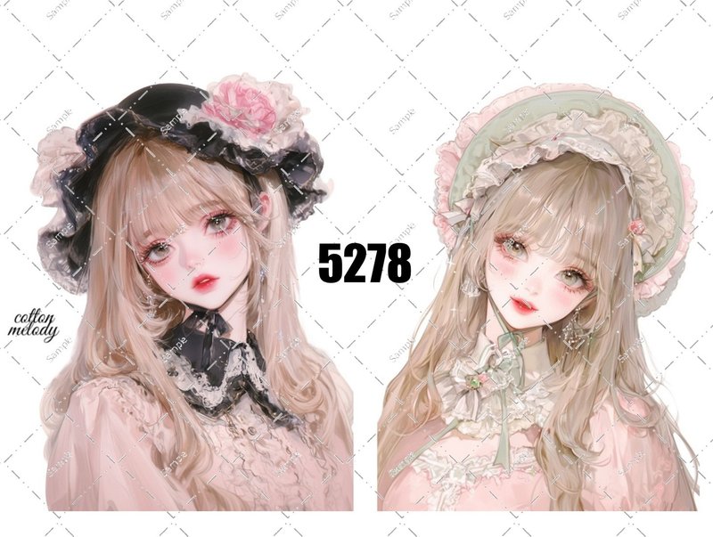 original sticker no.5278 人物ステッカー オリジナルステッカー オリジナル人物ステッカー 装飾ステッカー cotton melody - 貼紙 - 紙 